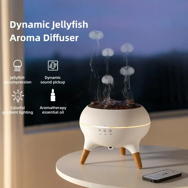 Dynamic Jellyfish Air Humidifier 250ml Essential Oil Diffuser Remote Control Bedroom Humidifier With 7 Colorful Night Lights - Image 6